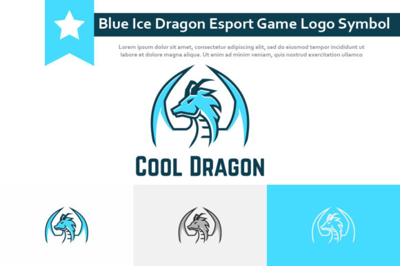 Blue Cool Ice Dragon Game Logo Symbol: A Bold Choice for Branding