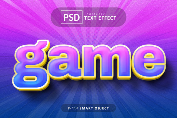 Game Cartoon Style Text Effect: Vibrant, Editable PSD Design