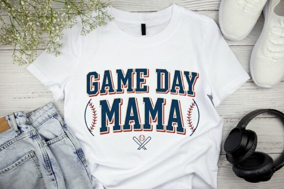 Game Day Mama T-Shirt Design: Varsity Style for Sports Moms