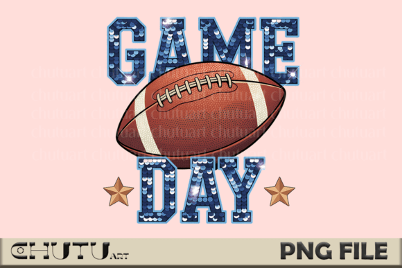 Game Day PNG: Glitter Football Design for Bold Branding
