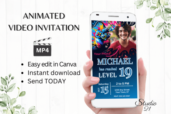 Level Up Your Party: Video Game Birthday Invite - Gamer 19