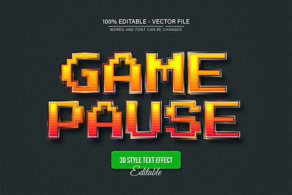 Yellow Pixel Game Pause Text Effect: Retro Vibes for Modern Design